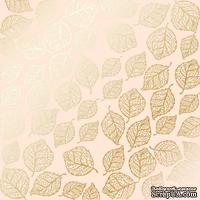 Лист односторонней бумаги с фольгированием Golden Delicate Leaves Beige, ТМ Фабрика Декора - ScrapUA.com