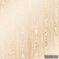 Лист односторонней бумаги с фольгированием Golden Wood Texture Beige, ТМ Фабрика Декора - ScrapUA.com