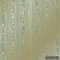 Лист односторонней бумаги с фольгированием Golden Wood Texture Olive,ТМ Фабрика Декора - ScrapUA.com