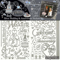 Набор наклеек-высечек HOTP - Wedding &amp; Anniversary Scrapbooking Dazzles Silver, 3 листа размером 15х22,5 см, 138 штук - ScrapUA.com