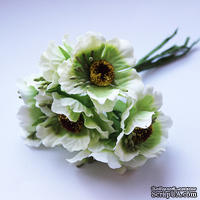 Цветок мака, бело-зеленый, 1 шт. - ScrapUA.com