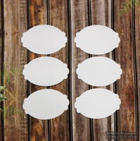 Вырубка из белого картона - набор фигурных овалов, 5 см х 3,5 см, 6 штук - ScrapUA.com
