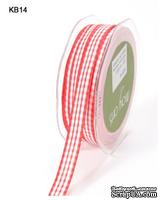 Лента от May Arts - Solid Checkered Ribbon, цвет красный, 0,9 см, 90 см.