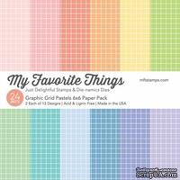 Набор бумаги My Favorite Things - Graphic Grid Pastels Paper Pack, размер 15х15 см, 24 листа.