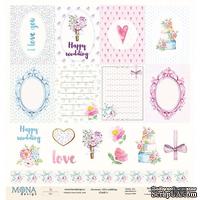 Лист двусторонней скрапбумаги  от Mona Design -  Cards1 - Chic wedding, 30x30см