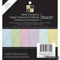 Набор кардстока с глиттером DCWV - Glitter Pastel Specialty Stack, 15х15 см, 18 листов
