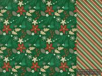 Лист двусторонней скрапбумаги от Kaisercraft - HOLLY BRIGHT PINE CONE, 30,5х30,5 см