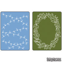 Папки для тиснения Sizzix Textured Impressions A6 Embossing Folders 2/Pkg Christmas Lights & Holly - 2 шт.