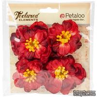 Набор объемных цветов Petaloo - Ruffled Peony - Red - ScrapUA.com