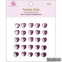 Половинки кристаллов на клеевой основе Queen & Co - Twinkle Self-Adhesive Embellishments Hearts/Pink