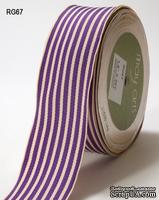 Лента от May Arts - Grosgrain Ivory Striped Ribbon, PURPLE/IVORY, 3,8 см, 90 см - ScrapUA.com