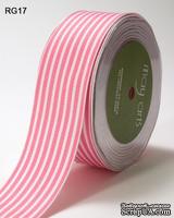 Лента  PINK/WHITE STRIPES, цвет розовый/белый, RG-5-17, ширина 3,8см, длина 90 см - ScrapUA.com