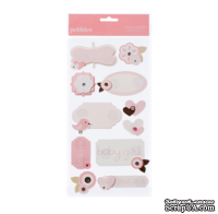 Наклейки от American Crafts - Pebbles Stickers - New Addition Girl - Dimensional Phrases &amp; Icons - ScrapUA.com