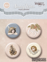 Набор скрап-фишек для скрапбукинга от Scrapmir - Shabby Winter, 4 шт.