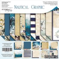 Набор двусторонней бумаги от Scrapmir - Nautical Graphic , 30х30см, 11шт - ScrapUA.com