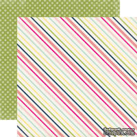 Акция! Двусторонний лист бумаги от Echo Park - Sunny Stripe, 30,5x30,5см - ScrapUA.com
