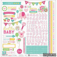 Наклейки от Paper House - Hello Baby Cardstock Stickers - Pink Girl, 30x30 см - ScrapUA.com