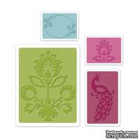 Набор папок для тиснения от Sizzix -  Textured Impressions Embossing Folders 4PK - Peacock Set - Павлин, 4 шт