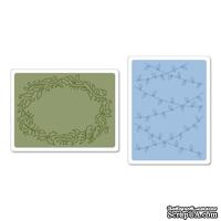 Набор папок для тиснения от Sizzix - Textured Impressions Embossing Folders 2PK - Christmas Lights & Holly Set - Рождественские Огни и Остролист, 2 шт