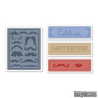 Набор папок для тиснения от Sizzix - Mustache от Sizzix -Textured Impressions Embossing Folders 4PK - Mustache Set