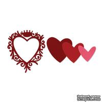 Лезвия от Sizzix - Framelits Die Set - Frame, Heart w/Crown, 3 шт