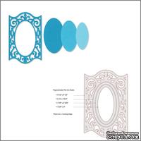 Лезвия от Sizzix - Framelits Die Set - Frame, Oval w/Ironwork Edges, 3 шт - ScrapUA.com