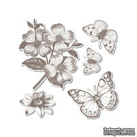 Набор лезвий с штампиками от Sizzix - Framelits Die Set w/Stamp - Butterflies, 5 шт