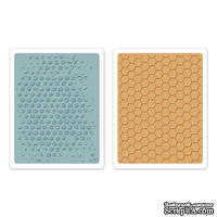 Папки для тиснения от Sizzix  - Texture Fades Embossing Folders 2PK - Bubble & Honeycomb Set, 2 шт.