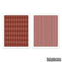 Набор папок для тиснения от Sizzix - Texture Fades Embossing Folders 2PK - Harlequin &amp; Stripes Set - Ромбики и полоски - ScrapUA.com