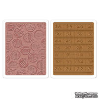 Набор папок для тиснения от Sizzix - Sizzix Texture Fades Embossing Folders 2PK - Bottle Caps & Rulers Set