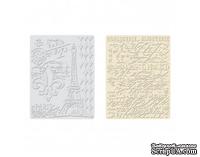 Папки для тиснения от Tim Holtz - Texture Fades Embossing Folders - Eiffel Tower and French Script Set