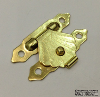 Металлическая защелка для шкатулок, под золото, 2 детали, 29х19мм
