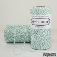 Хлопковый шнур от Divine Twine - Aqua, 1 мм, цвет бирюза/белый, 1 м