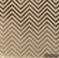 Крафт-картон с золотым тиснением - Шеврон - Bazzill Foiled Kraft Cardstock - Gold Chevron, размер 30х30, 1 лист