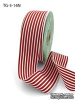 Лента 1.5 Inch Grosgrain MultiColor Striped Ribbon with Woven Edge, цвет белый/красный, ширина 38мм, длина 90 см - ScrapUA.com