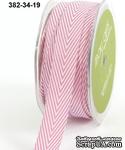 Лента Twill and Stripes, MAUVE, цвет розовый/белый, ширина 1,9 см, длина 90 см - ScrapUA.com