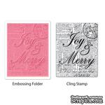 Папка для тиснения и резиновый штамп от Sizzix - Textured Impressions Embossing Folder w/Stamp - Joy &amp; Merry Set - ScrapUA.com