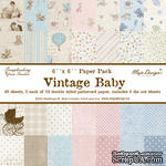 Набор бумаги от Maja design - Vintage Baby Paper stack 6x6 15х15 см, 48 листов + 6 листов высечек - ScrapUA.com