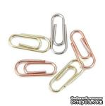 Декоративные скрепки Creative Impressions - Silver/Copper/Brass Mini Metal Paper Clips - ScrapUA.com