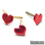 Набор брадсов Creative Impressions - Metallic Red Hearts CI90315, красный металлик, 50 штук - ScrapUA.com