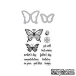 Набор ножей и штампов от Hero Arts -  Butterfly Pair Stamp&amp;Cut, Бабочки и надписи - ScrapUA.com