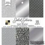 Набор кардстока DCWV Solid Silvers Glitter &amp; Foil, 15х15 см, 18 листов, с серебром - ScrapUA.com