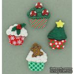 Набор декоративных пуговиц Dress It Up - Christmas Cupcakes - ScrapUA.com