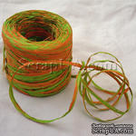 Рафия натуральная, цвет зеленый с оранжевым, 1 метр - ScrapUA.com