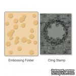 Папка для тиснения и резиновый штамп от Sizzix - Тextured Impressions Embossing Folder w/Stamp - Floral Wreath Set - ScrapUA.com