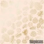 Лист односторонней бумаги с фольгированием Golden Tropical Leaves Beige,ТМ Фабрика Декора - ScrapUA.com