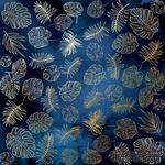 Лист односторонней бумаги с фольгированием Golden Tropical Leaves Night garden,ТМ Фабрика Декора - ScrapUA.com