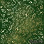 Аркуш одностороннього паперу з фольгуванням, дизайн Golden Branches, color Green aquarelle, 30,5см х 30,5см, ТМ Фабрика Декору - ScrapUA.com