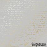 Лист односторонней бумаги с фольгированием Golden Text Gray 30,5х30,5 см, ТМ Фабрика Декора - ScrapUA.com