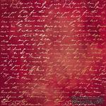 Аркуш одностороннього паперу з фольгуванням, дизайн Golden Text Burgundy aquarelle, 30,5см х 30,5см, ТМ Фабрика Декору - ScrapUA.com